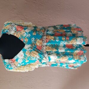 Cato Colorful Floral/Animal Print V-neck Blouse Large